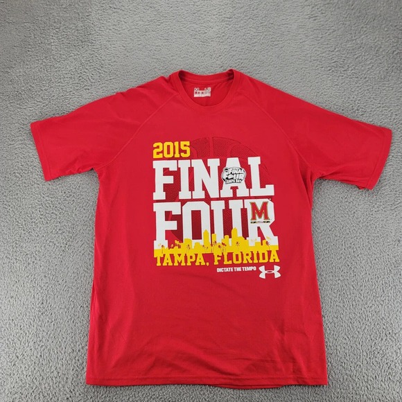 Under Armour Shirt Mens Large Red Loose Heatgear 2015 FinalFour‎ NCAA Basketball - Picture 1 of 10
